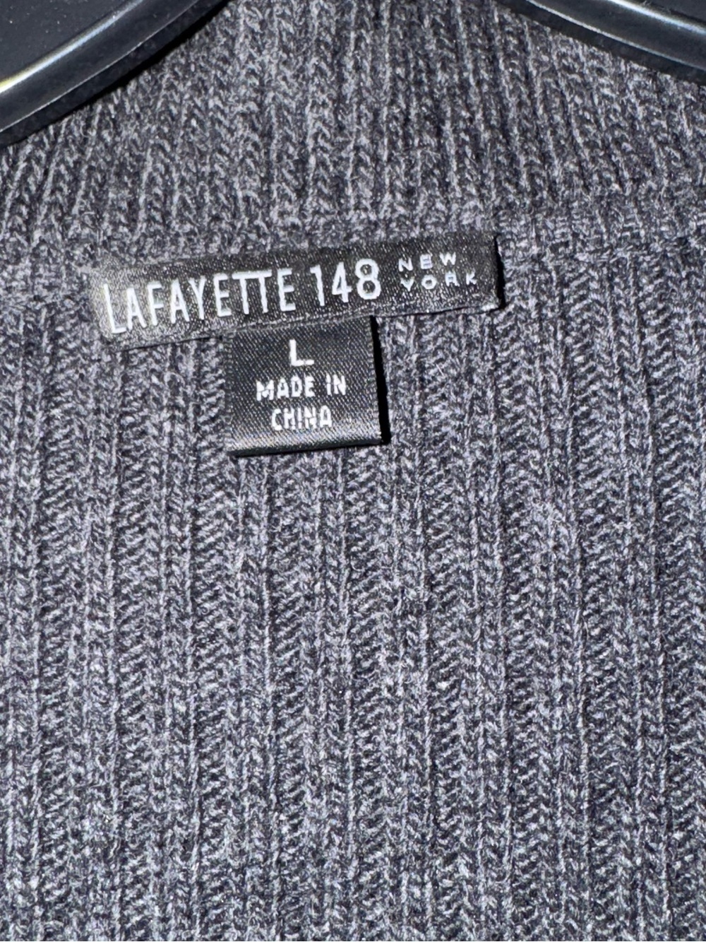 Lafayette 148 New York Charcoal Ruffle-Trim Knit Cardigan - Picture 9 of 10